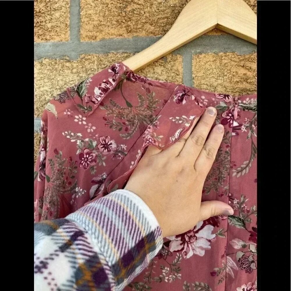Wayf floral ruffle long sleeve dress large - Picture 8 of 11